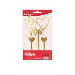 deKora „Mr &amp; Mrs” arany tortadísz szett