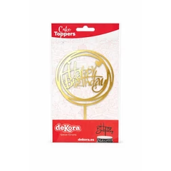 deKora „Happy Birthday” arany tortadísz