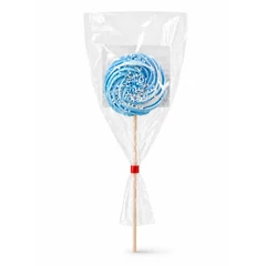 Royal icing habcsók spirál pálcán – kék tortadísz