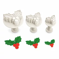 Magyal levél fondant kiszúró szett, 3 db