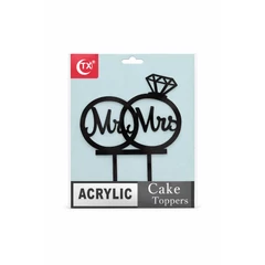 Wedding cake Topper Gyűrűs "Mr &amp; Mrs" torta beszúró