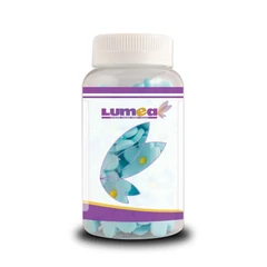 Lumea kék virágok Sárga középpel cukormasszából, 60g