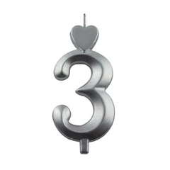 Lumea ezüst 3-as gyertya – 1 darab