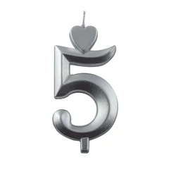 Lumea ezüst 5-ös gyertya – 1 darab