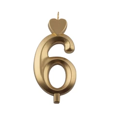 Lumea arany színű 6-os gyertya – 1 darab