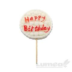 Lumea fehér "Happy Birthday" táblácska cukormasszából