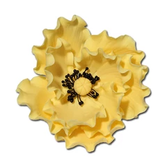 Lumea közepes sárga mákvirág fekete bibével cukormasszából