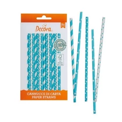 Decora világos kék nyalóka pálcika és szívószál – 80 darab