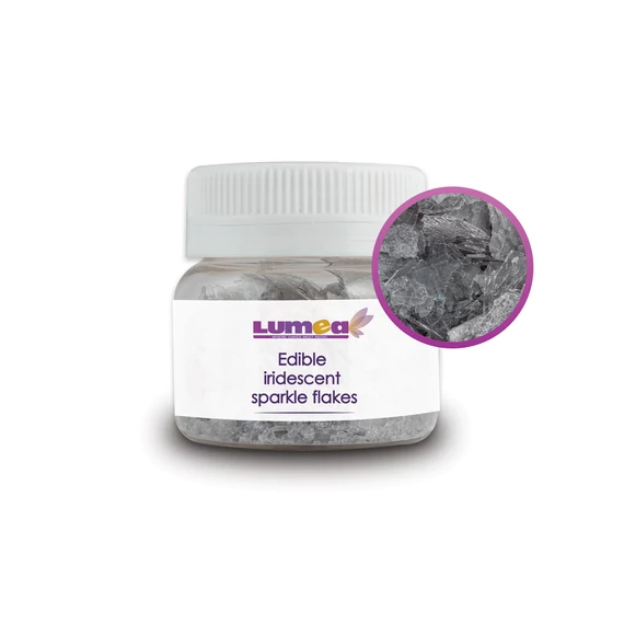Lumea Ezüst színű ehető irizáló Csillámpehely, 15g