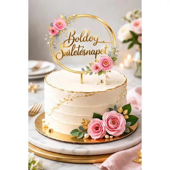 Arany „Boldog Születésnapot” tortadísz beszúró