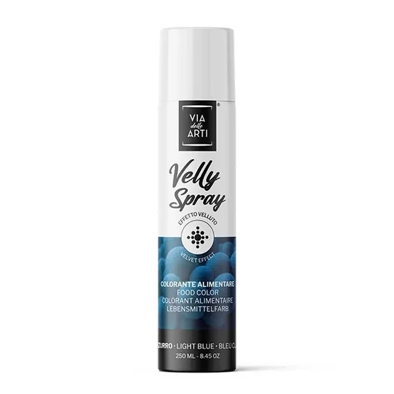 Via delle Arti - bársony hatású világoskék ételfesték spray, 250ml