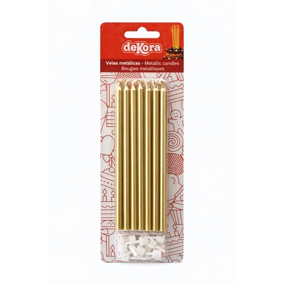 deKora metál arany tortagyertya szett (16 db)