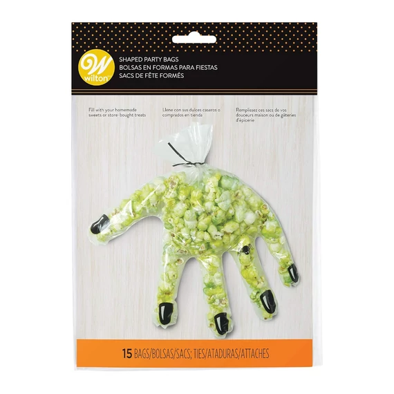 Wilton átlátszó tasakocskék fekete szalaggal – 15 darab