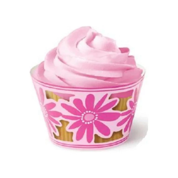 Wilton rózsaszín, virág mintás muffin papírok – 18 darab