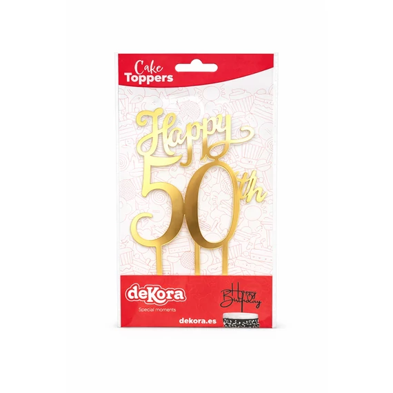 deKora „Happy 50th” arany tortadísz