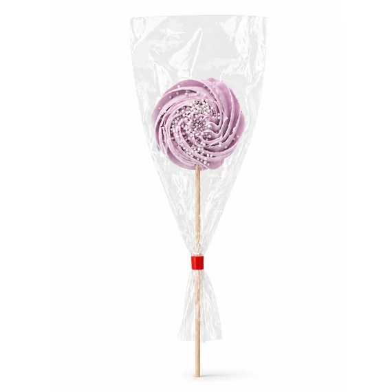 Royal icing habcsók spirál pálcán – lila tortadísz
