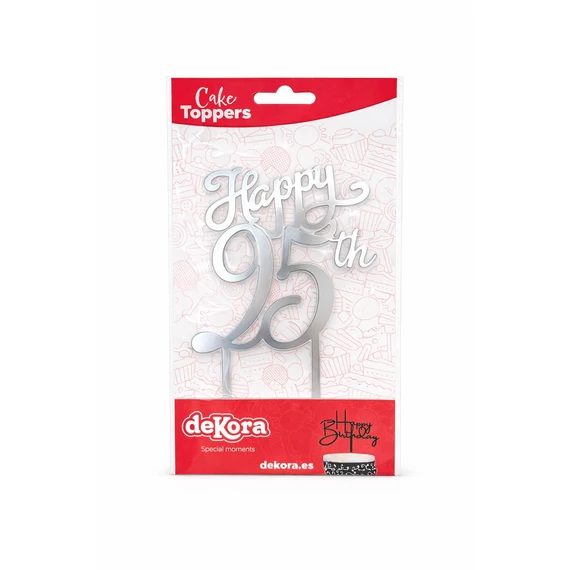 deKora „Happy 25th” ezüst tortadísz