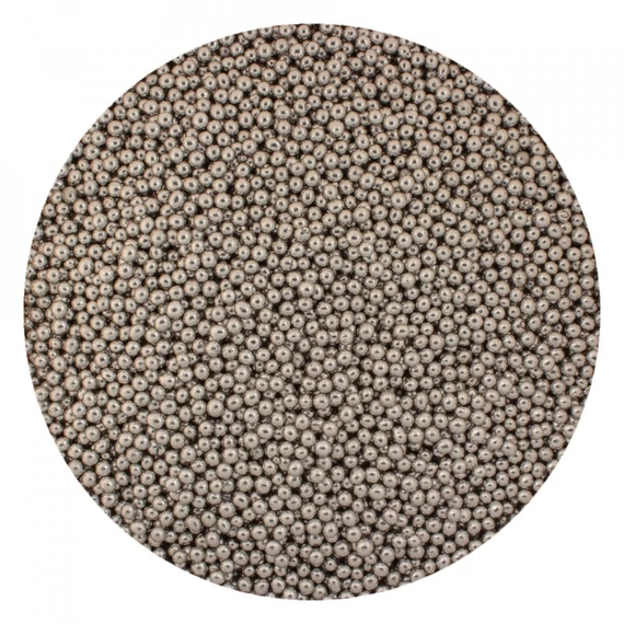 Metalizált ezüst cukorgyöngy 3mm, 130g - Lumea