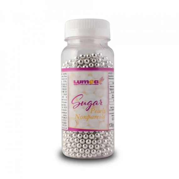 Metalizált ezüst cukorgyöngy 5mm, 130g - Lumea