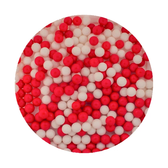 Lumea piros és fehér cukorgyöngy, 7mm, 80g