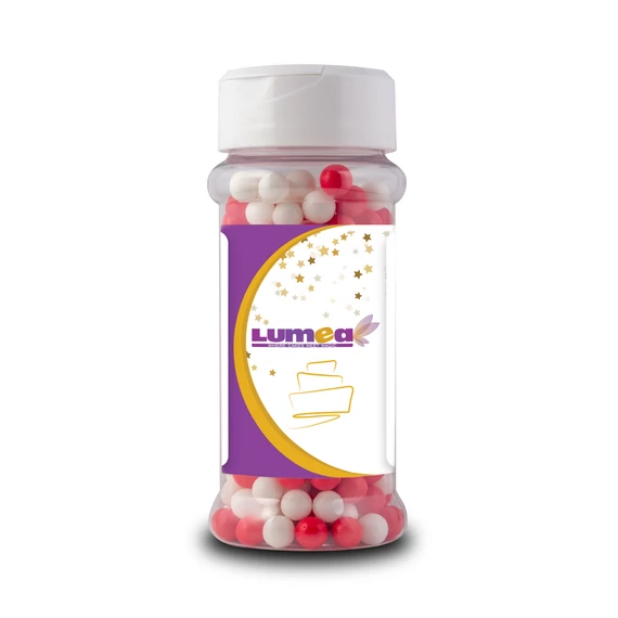 Lumea piros és fehér cukorgyöngy, 7mm, 80g