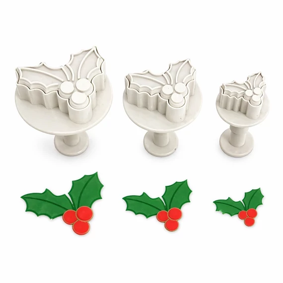 Magyal levél fondant kiszúró szett, 3 db