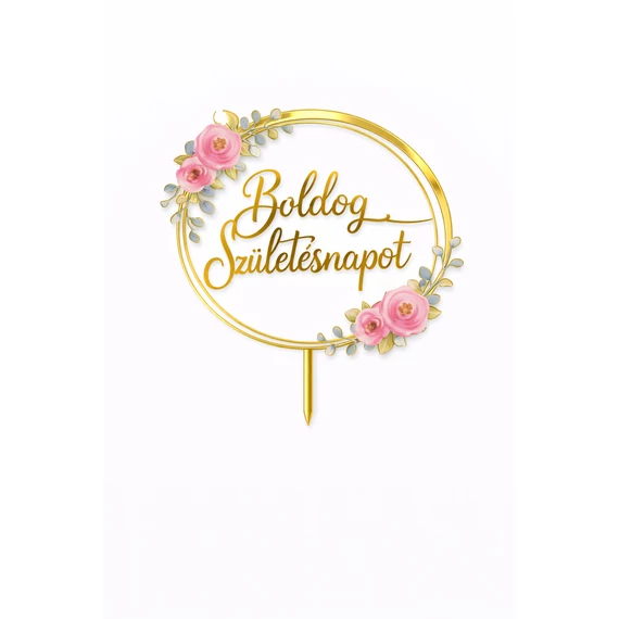 Arany „Boldog Születésnapot” tortadísz beszúró
