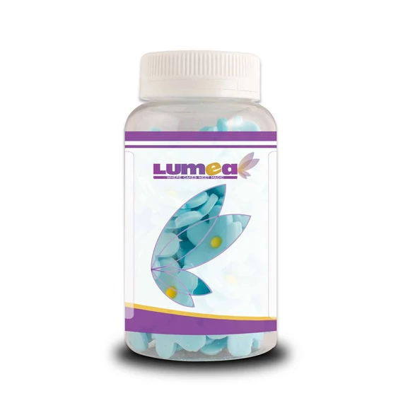 Lumea kék virágok Sárga középpel cukormasszából, 60g