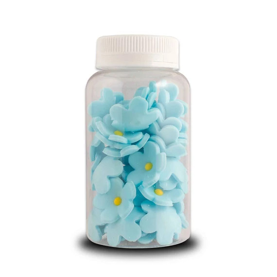 Lumea kék virágok Sárga középpel cukormasszából, 60g