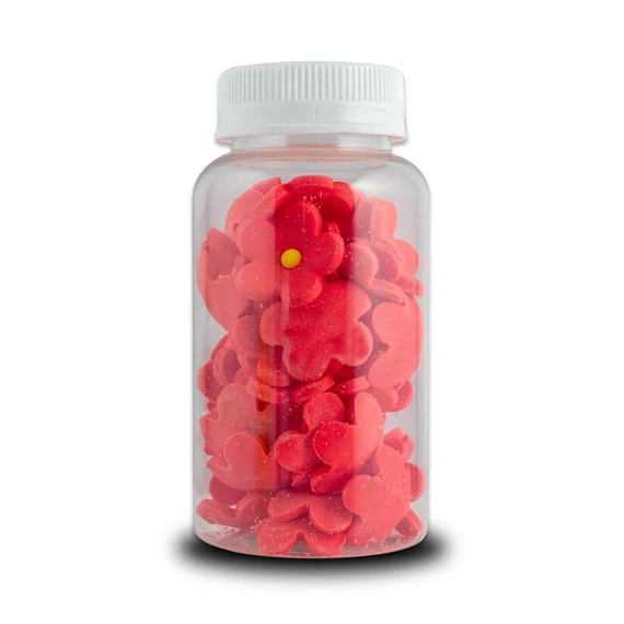 Lumea piros virágok Sárga középpel cukormasszából, 60g