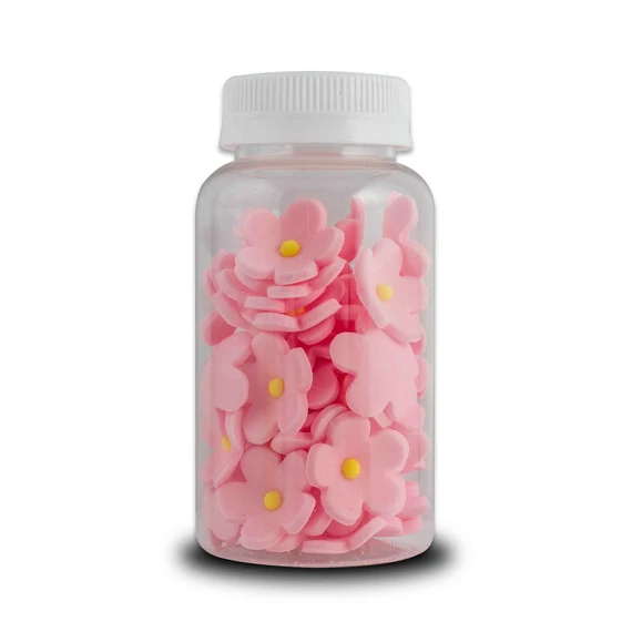 Lumea rózsaszín virágocskák Sárga középpel cukormasszából, 60g