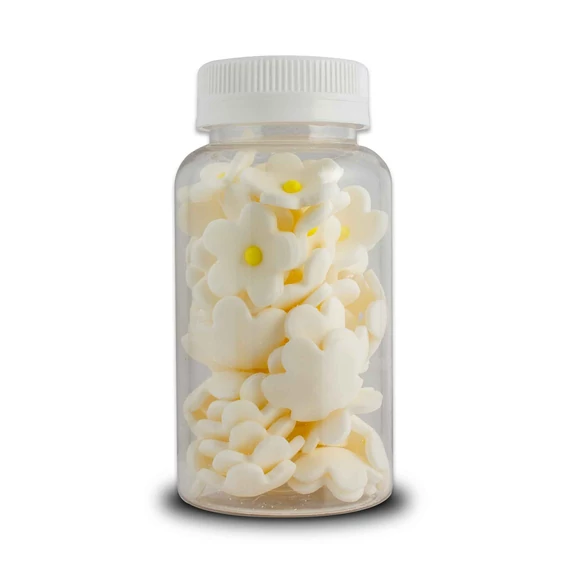 Lumea fehér virágok Sárga középpel cukormasszából, 60g