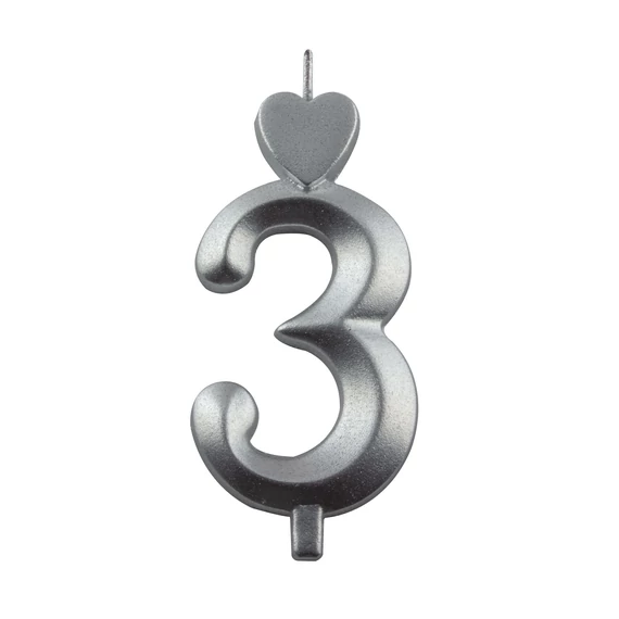 Lumea ezüst 3-as gyertya – 1 darab