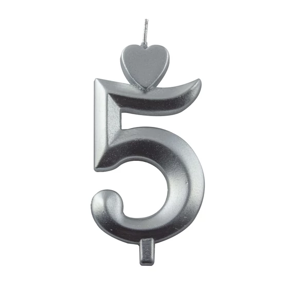 Lumea ezüst 5-ös gyertya – 1 darab