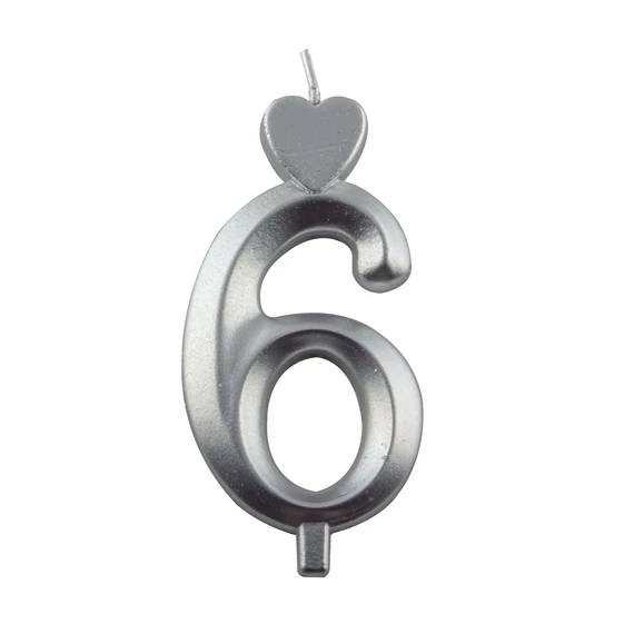 Lumea ezüst 6-os gyertya – 1 darab