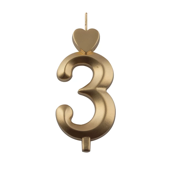 Lumea arany színű 3-as gyertya – 1 darab