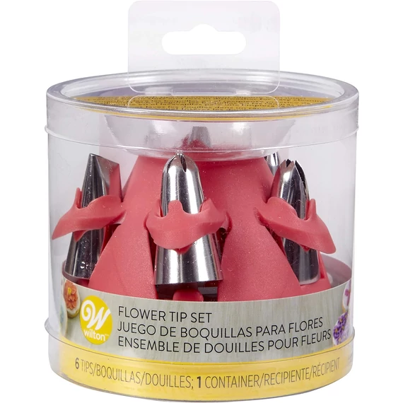 Wilton virág díszítőcső készlet, piros szilikonban, #69, #131, #6, #20, #102, #124