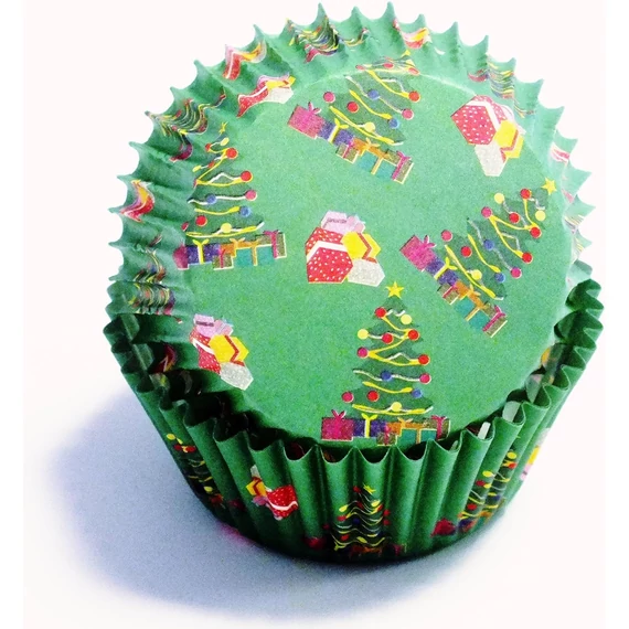 Wilton ajándék és karácsonyfa mintás, muffin papírok – 60 darab