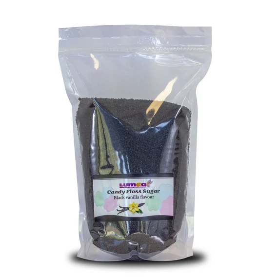 Fekete-Vanília ízesítésű vattacukor alapanyag, 1kg - Lumea