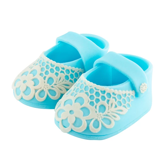 Lumea 1 pár kék tipegő fehér csipkével cukormasszából