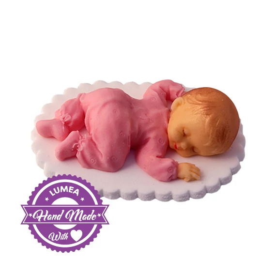 Lumea rózsaszín alvó kisbaba cukormasszából