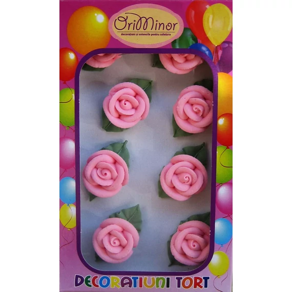 Lumea rózsaszín icing rózsa – 8 darab